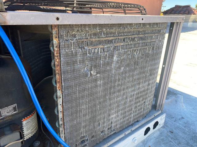 Bent condenser fins, alternate view.