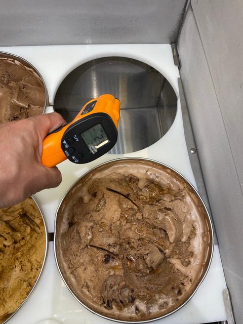 Interior and infrared thermometer.