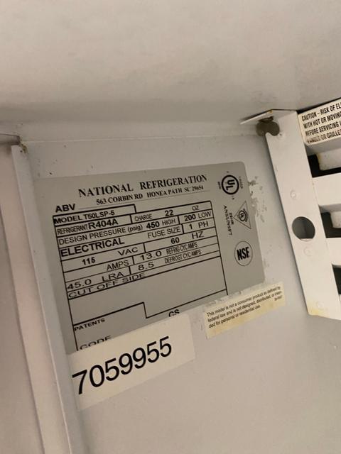 Factory label: T50LSP-5, R404A.