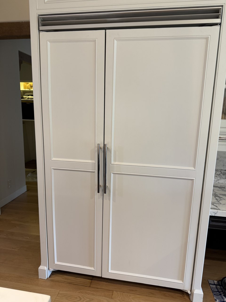 Amana built-in side-by-side refrigerator with custom door panels, model S148CA03 (R-134a) repair in Hillsborough, CA