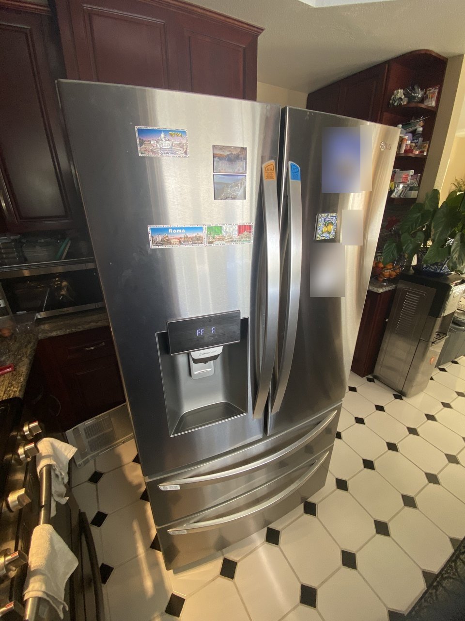 LG four-door French door refrigerator, model LMXC22626S repair in Castro Valley, CA