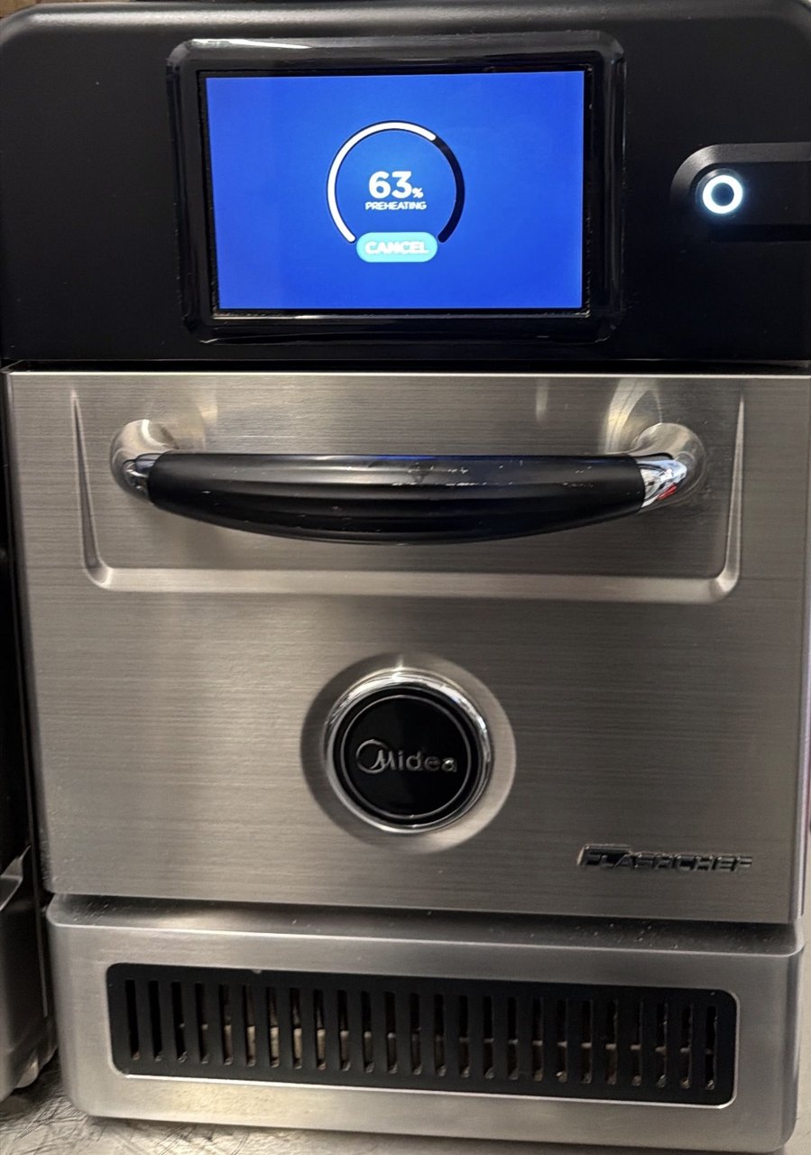 Two Midea FlashChef Speed Ovens Showing E5: Magnetron Circuit Diagnosis for a Redwood City Café