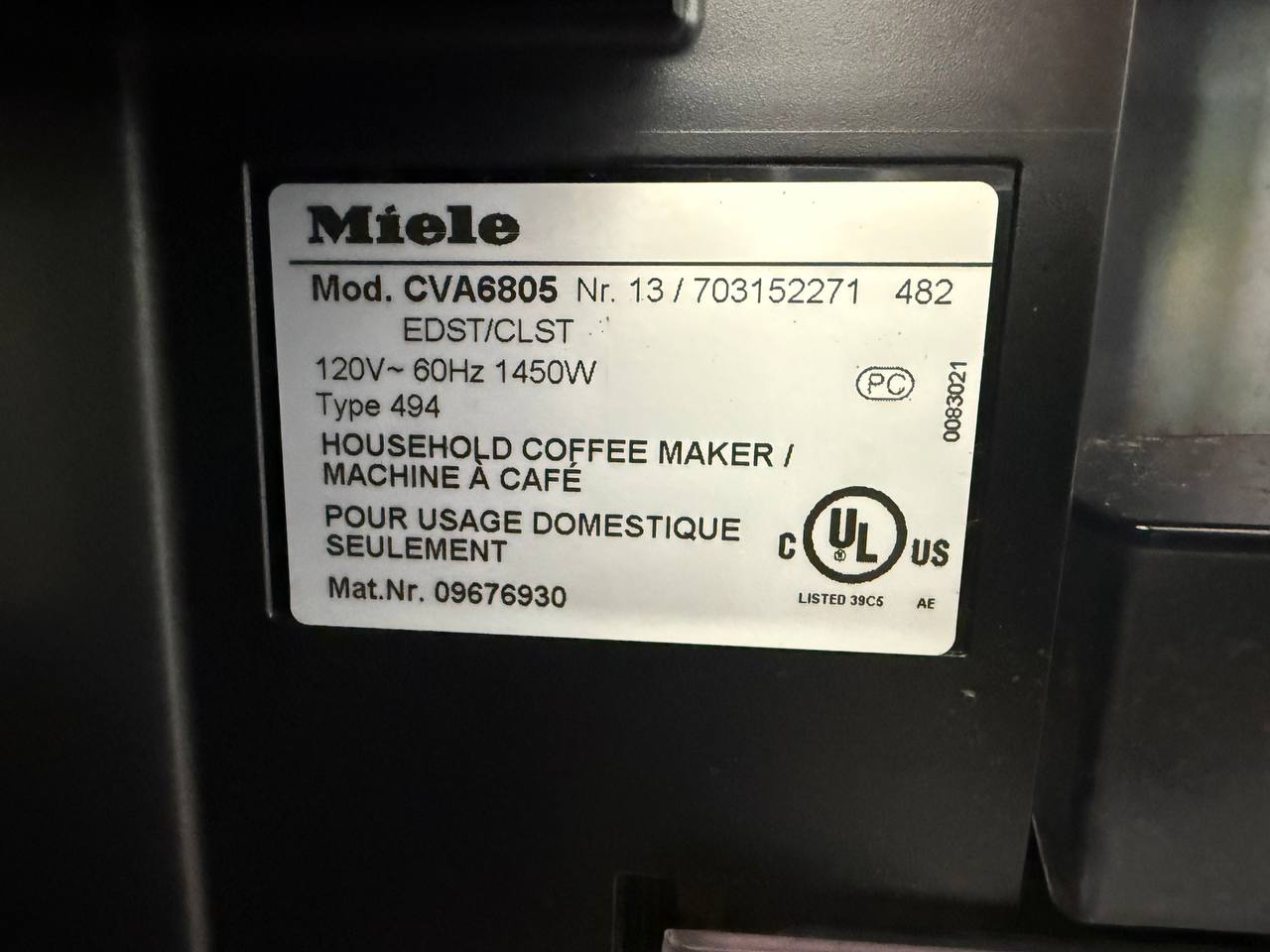 Miele built-in coffee system repair in Alamo, CA by ADRIUM — photo 5