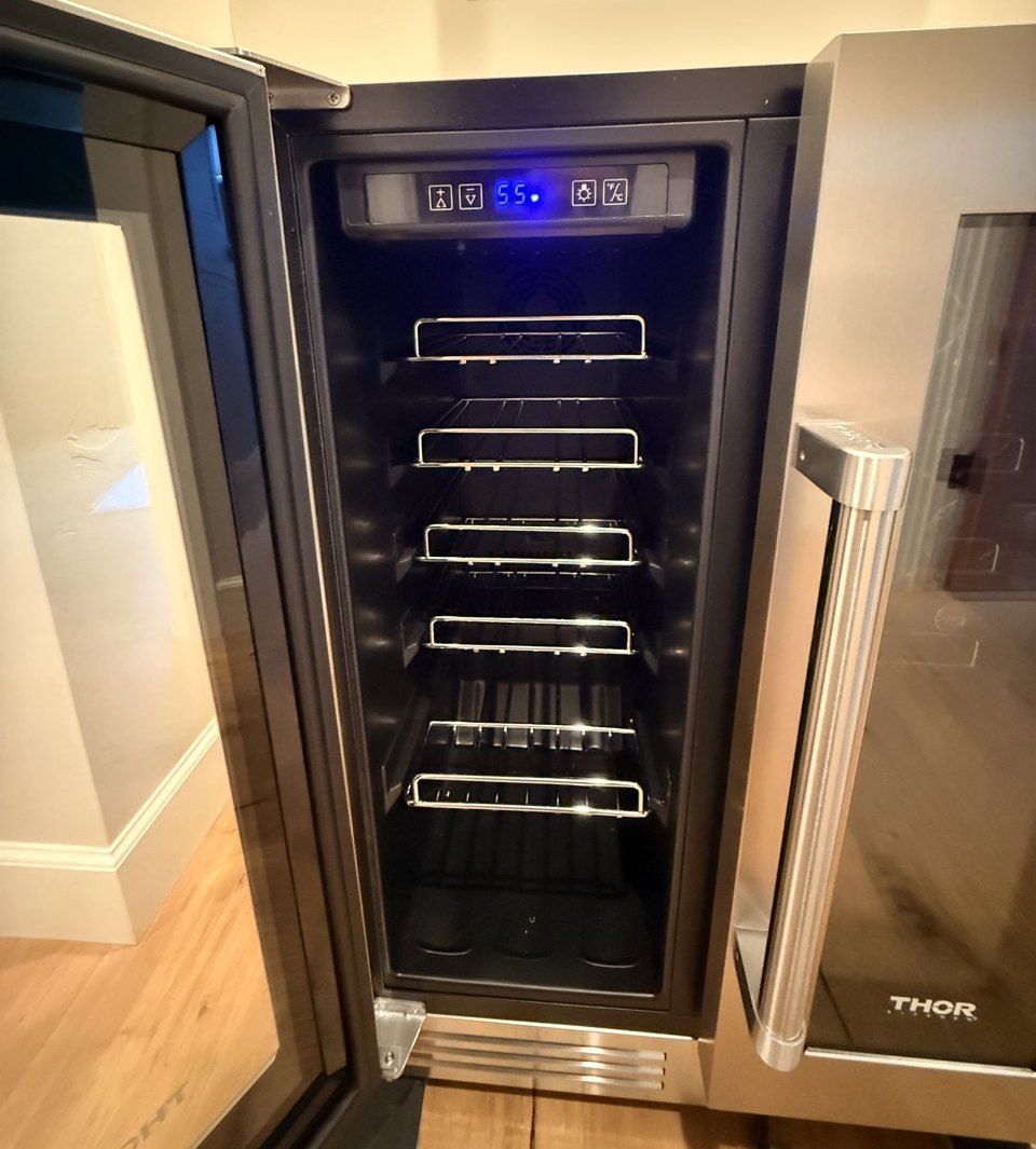 Thor Kitchen dual-zone wine cooler with French glass doors repair in Danville, CA by ADRIUM, photo 2
